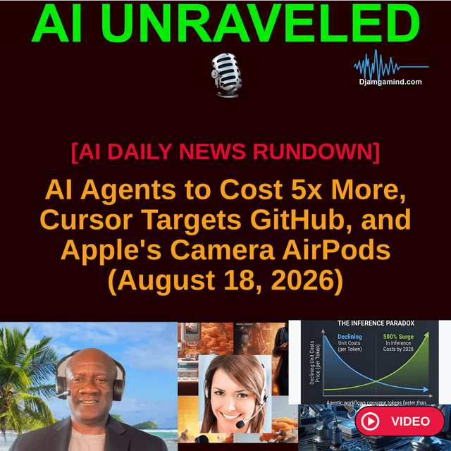 [VIDEO AI DAILY NEWS RUNDOWN] AI Agents to Cost 5x More, Cursor Targets GitHub, and Apple's Camera AirPods (August 18, 2026)