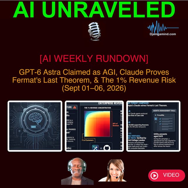 [VIDEO AI WEEKLY RUNDOWN] GPT-6 Astra Claimed as AGI, Claude Proves Fermat's Last Theorem, & The 1% Revenue Risk (Sept 01–06, 2026)
