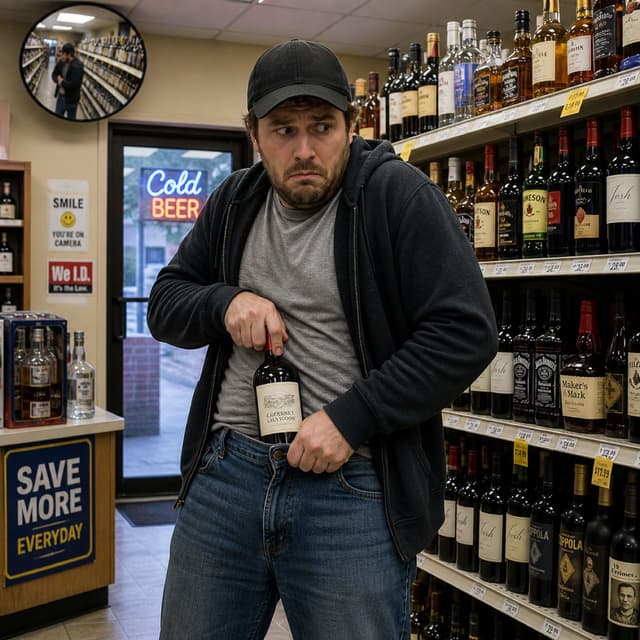 Drinking a Bottle of Wine That Has Been Stuffed in a Thief's Trousers