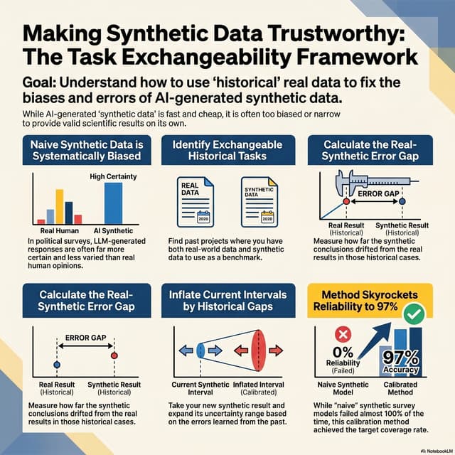 Valid Inference with Synthetic Data via Task Exchangeability