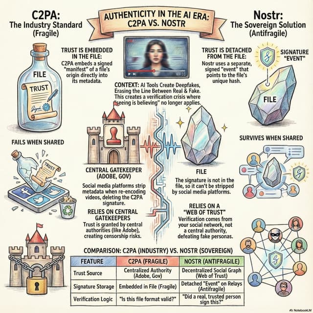UGC tile with Mosaic AI Video Editor : Authenticity in the AI era : C2PA vs Nostr