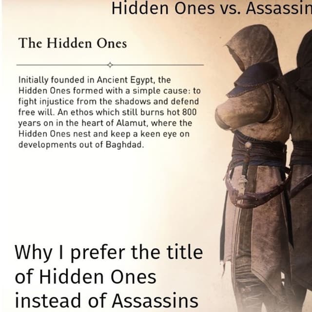Hidden Ones vs. Assassins-The Etymology, Purpose, and My Preference