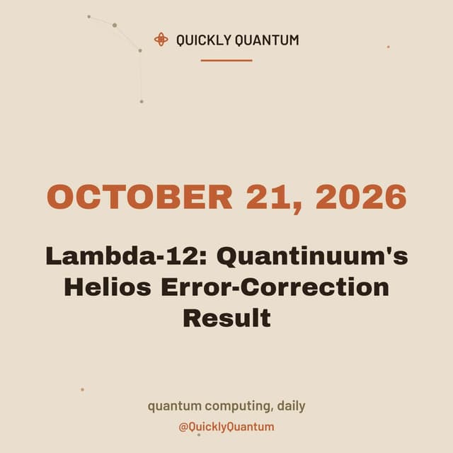 Lambda-12: Quantinuum's Helios Error-Correction Result — October 21, 2026