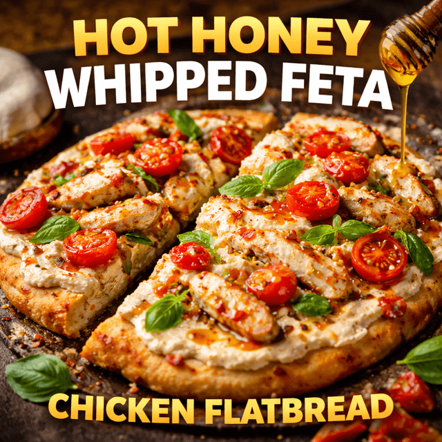Hot Honey Whipped Feta Chicken Flatbread
