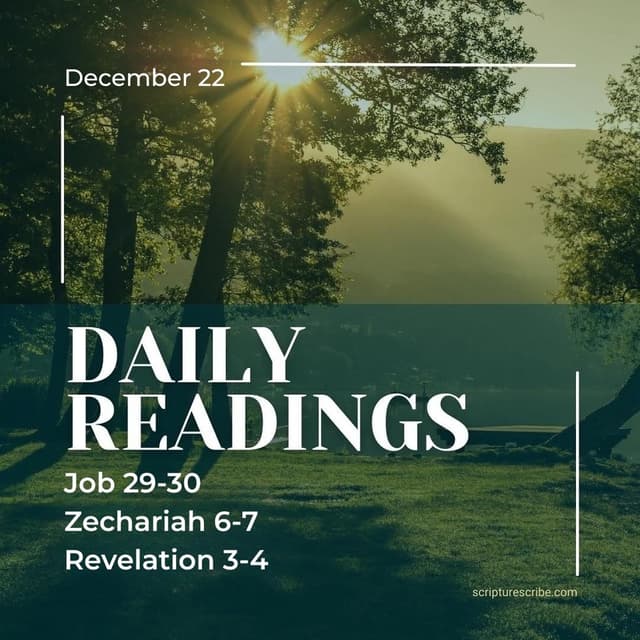 Thoughts on the Bible Readings December 23rd (Job 31, 32; Zechariah 8; Revelation 5, 6)